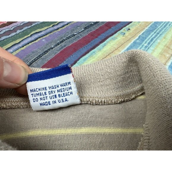 Vtg 60s 70s Striped Brown Polo Short Sleeve Donmoor Boys Sz Small Knit - Picture 4 of 7